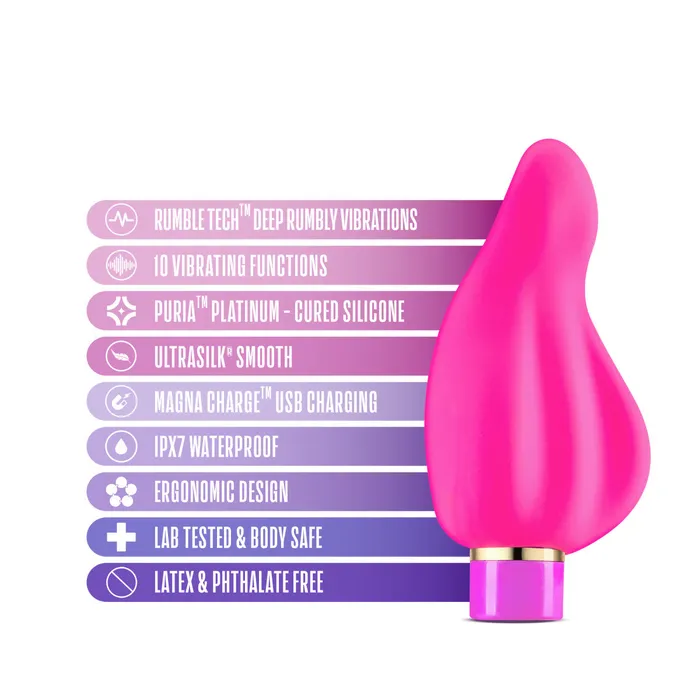 Blush Female Sex Toys Aria By Blush Epic AF Curved Fuchsia Silicone Vibrator with Powerful RumboTech Technology