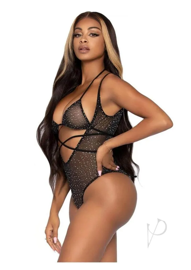Vibrators Rhinestone Mesh Wrap Around 2pc Os Blk Leg Avenue Inc