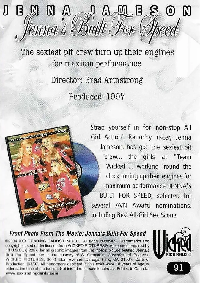 2004 Wicked Trading Cards Jenna Jamesons Wicked Anthology Card 91 Greenthunderbirds Cards Vibrators