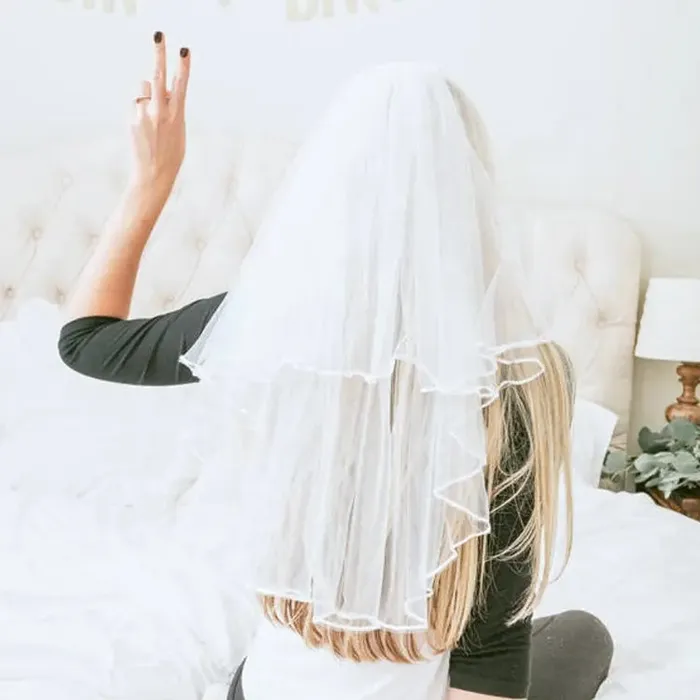 White Bridal Veil with Comb All Bachelorette Male Sex Toys